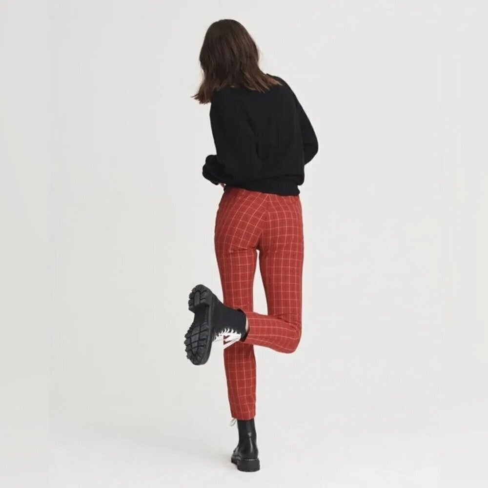 Rag & Bone Red Multi Simone High Rise Plaid Pants size 2 - Picture 11 of 12